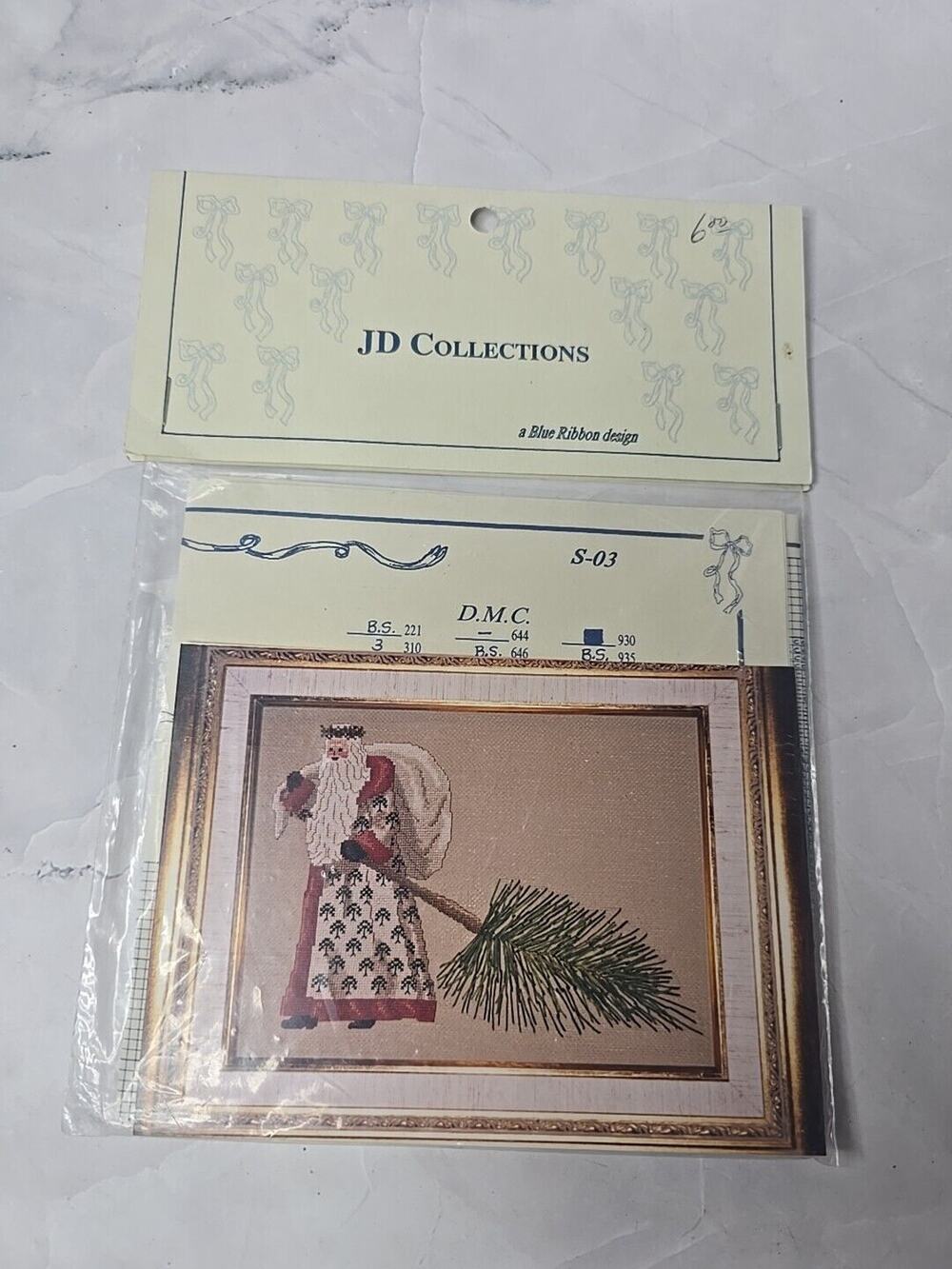 1991 JD Collections Cross Stitch Chart Pine Tree Santa